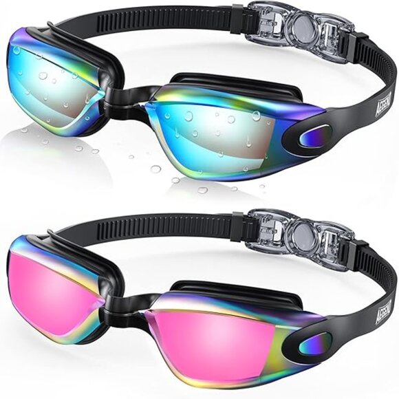 Aegend Swim Goggles, 2 Pack Swimming Goggles No Leaking Adult Men Women Youth - Picture 1 of 8